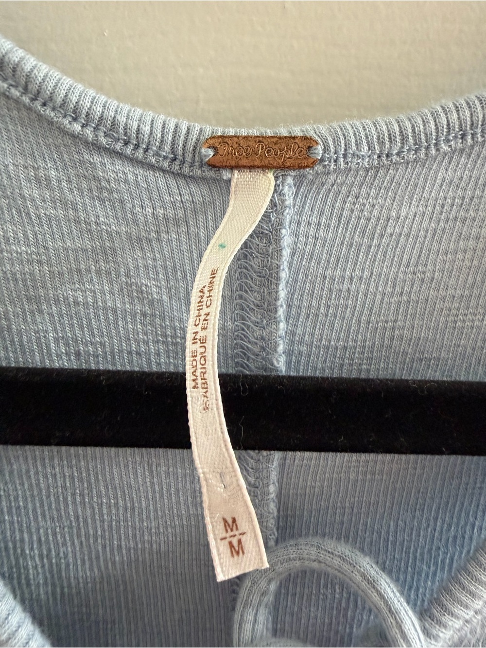 Free People We The Free Blue Ribbed Tie-Front Tank Top Size M - Picture 2 of 3
